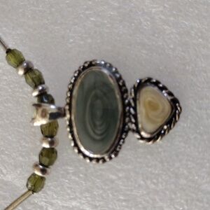 KC silver tone beads and pendant necklace.